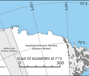 A map of Australian Antarctic Territory (Eastern Sector).