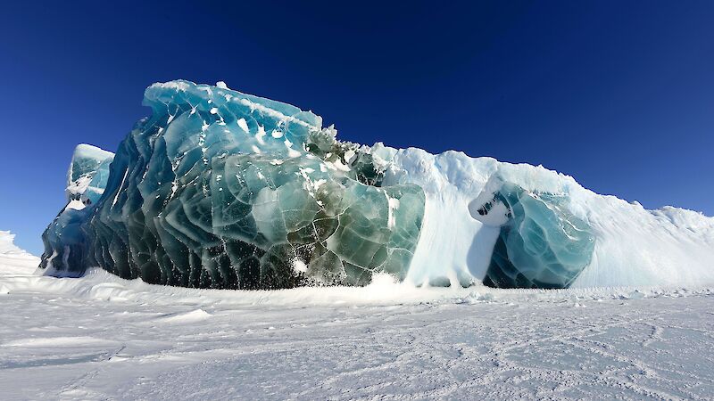 Jade iceberg in bright clear conditions