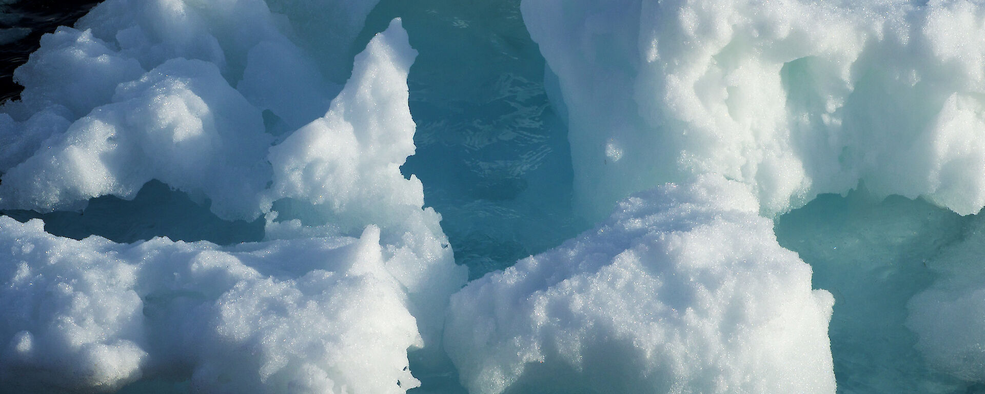 Close-up of ice floe with blue ice