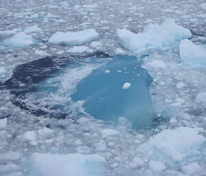 An accumulation of spongy white lumps of ice, a few centimetres across