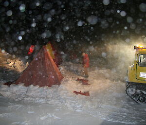 Setting up camp at Tilley Nunatak