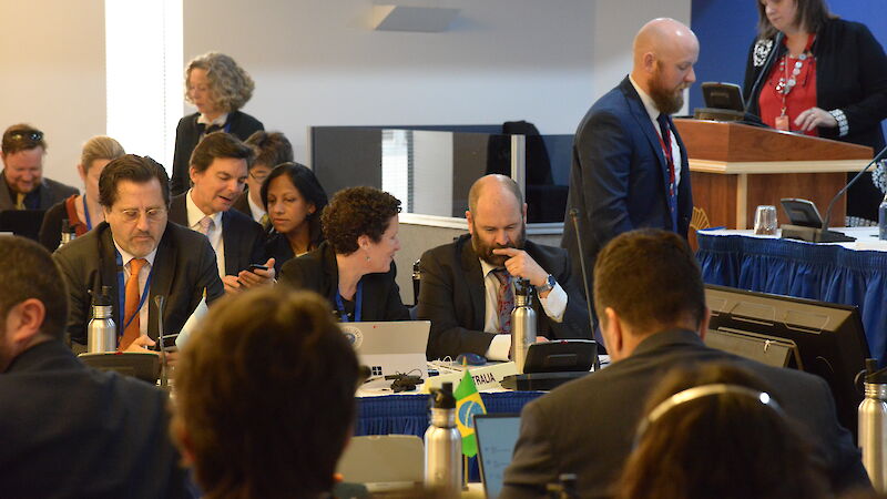 Australian delegates at a Commission for the Conservation of Antarctic Marine Living Resources (CCAMLR) meeting in Hobart in 2019.