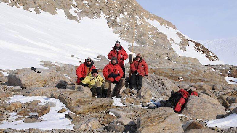 Mawson expeditioners at Proclamation Point