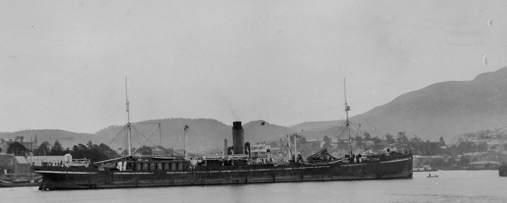 Whale factory ship Sir James Clark Ross, 8224 tons, arriving at Hobart November 1923