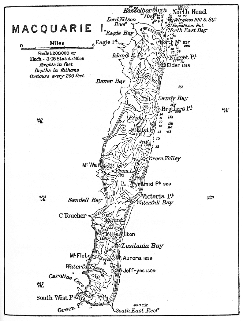 Map of Macquarie Island.
