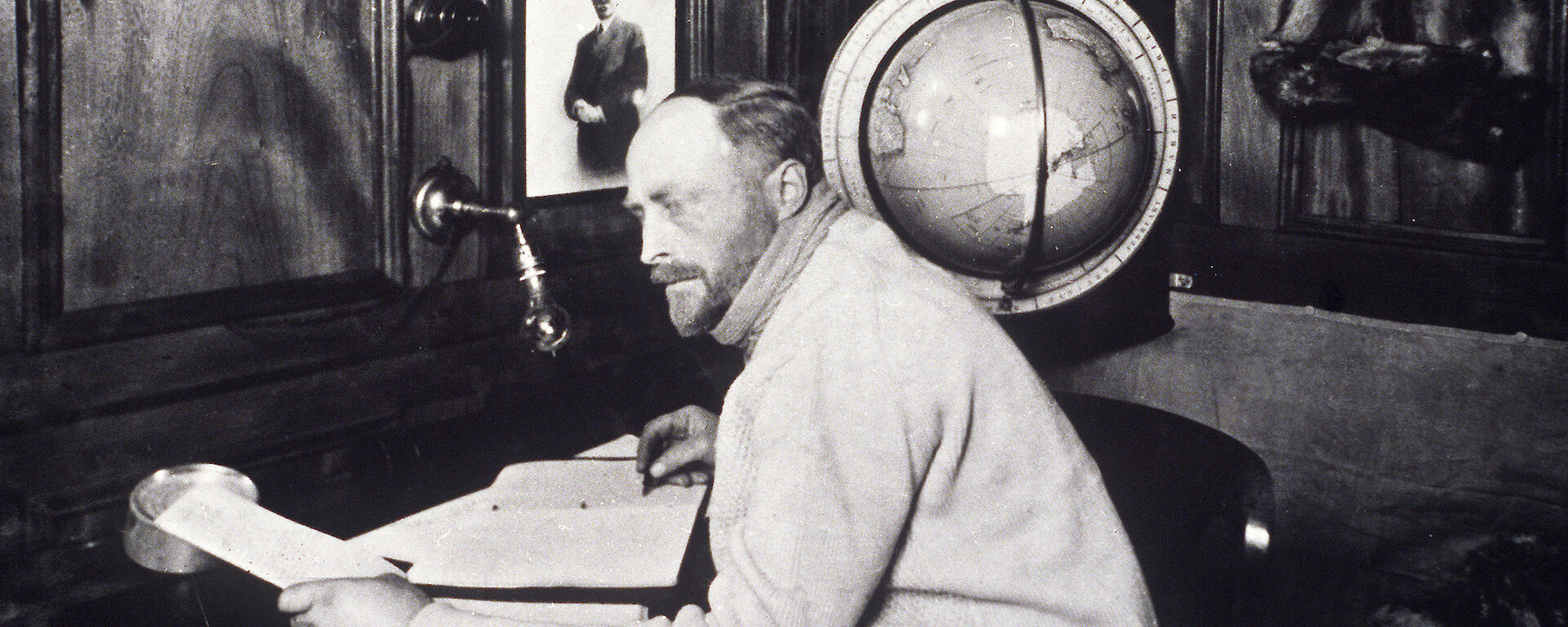 Sir Douglas Mawson in the Commander’s Cabin, Discovery