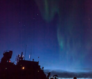 Aurora over the ship