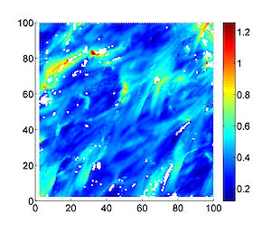 Data arranged in colours in an map