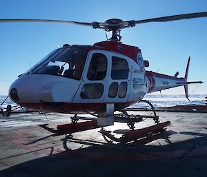 Photo of heli on the deck of the ship