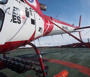 Heli with instruments on the deck of the ship