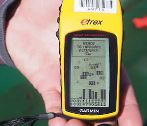 The GPS showing the satellites available to determine our position (Photo: Wendy Pyper)