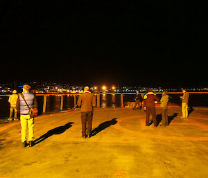 Expeditioners get a view of Hobart at night as the ship departs (Photo: Wendy Pyper)
