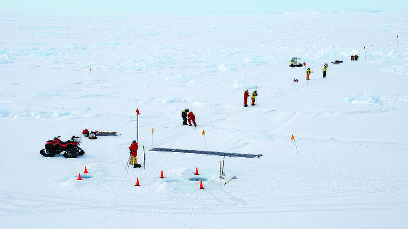 Scientists taking measurements on an ice floe during the previous sipex voyage in 2007.