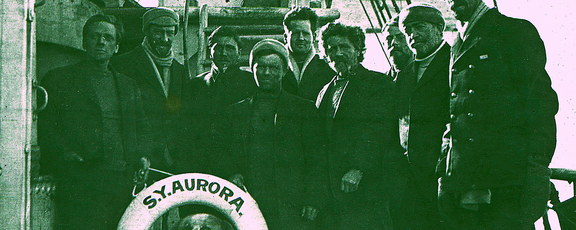 A group of people onboard a ship.