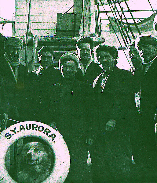 A group of people onboard a ship.