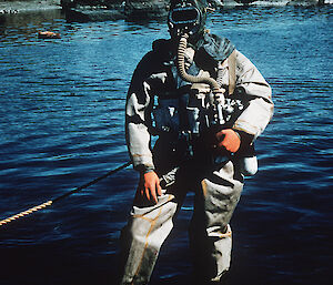 Man in old fashioned diving suit