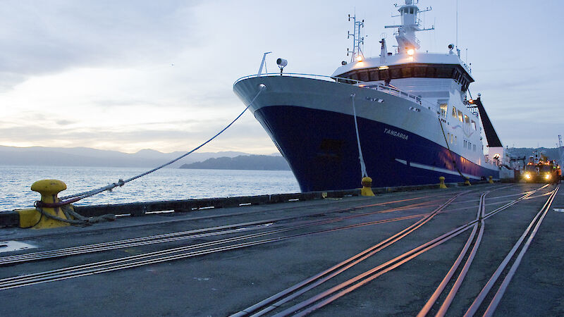 Tangaroa alongside Aotea Wharf, Wellington