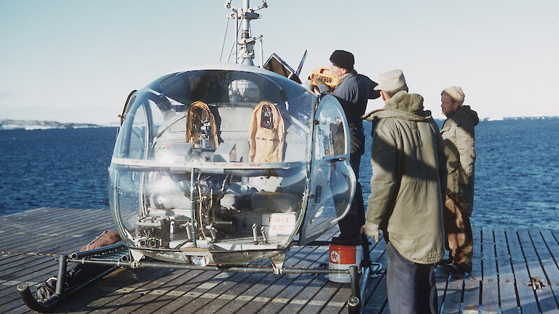 Hiller helicopter on ship 1960