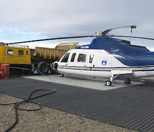 The Sikorsky S76 sheltering from a 65 knot wind