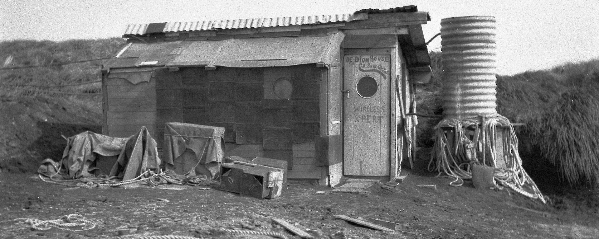 Power supply hut for radio operations.