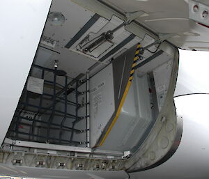 Cargo hold of A319 taken from outside of plane
