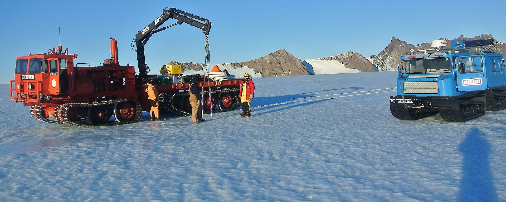 Poles being removed with the North Masson Ranges in the background