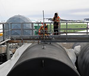 Expeditioner at bulk fuel tanks during refuelling