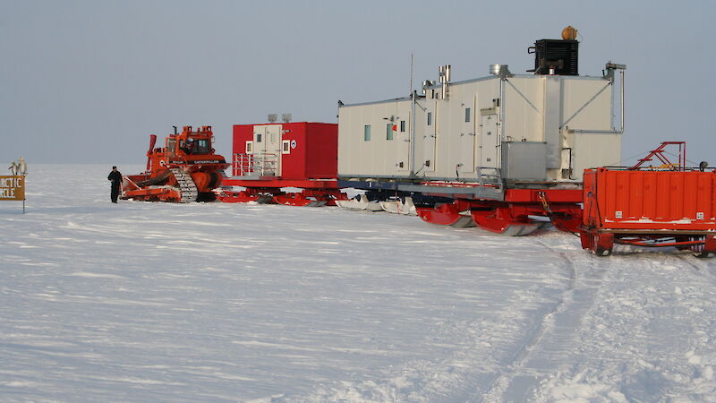 Containers that have been converted into accommodation for during traverses.