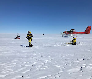 The scientists laying out geophones on the Totten Glacier