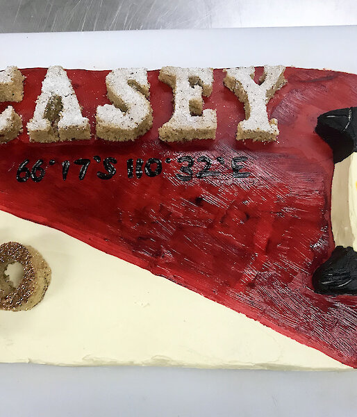 A cake to celebrate the 50th anniversary of Casey research station