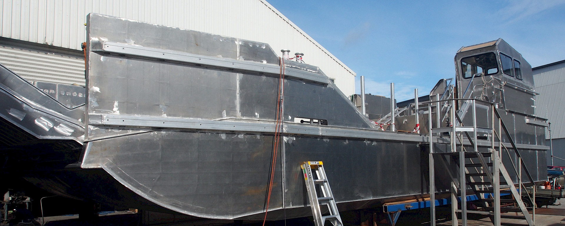View of a 16.3 metre long barge under construction.