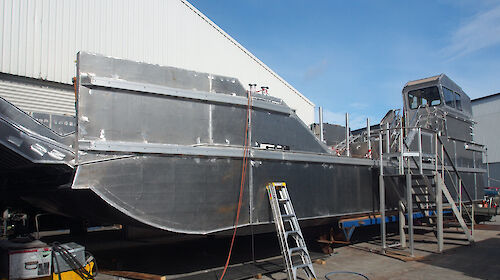 View of a 16.3 metre long barge under construction.