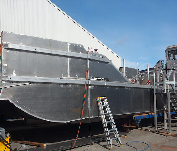 View of a 16.3 metre long barge under construction.