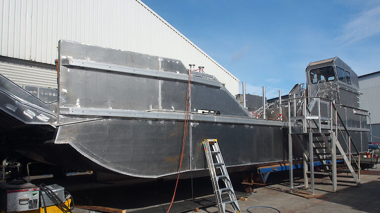 View of a 16.3 metre long barge under construction.