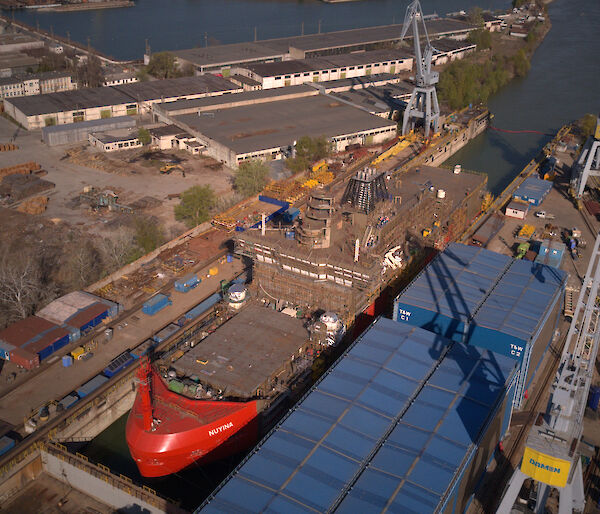 Nuyina in the wet dock in Romania.