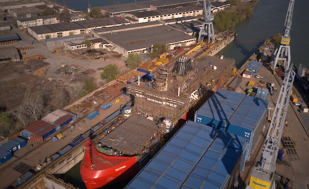 Nuyina in the wet dock in Romania.