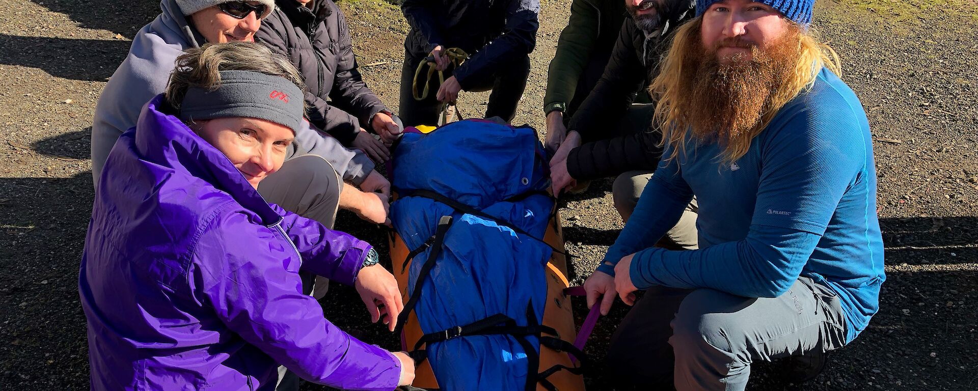 Course attendees undertake stretcher carrying training