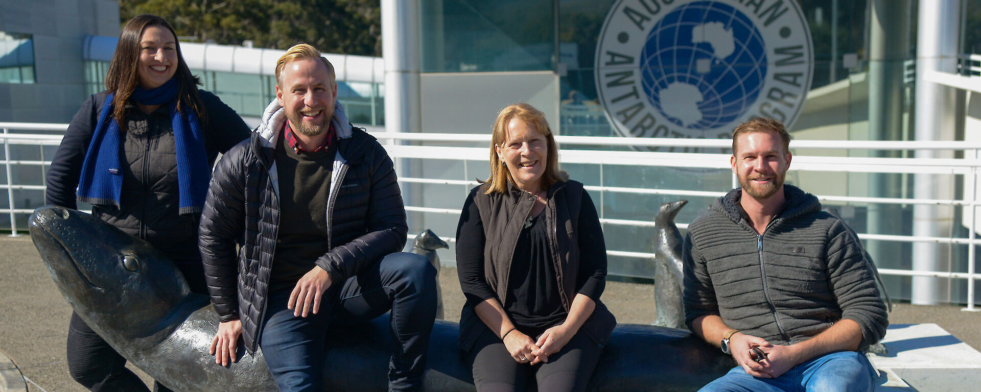 Australian Antarctic Program Station Leaders, Finn Taylor, Matt Willliams, Ali Dean and David Knoff at headquarters in Kingston