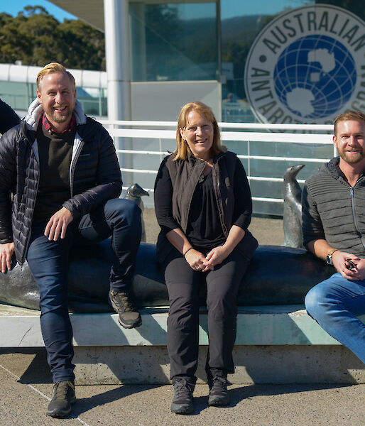 Australian Antarctic Program Station Leaders, Finn Taylor, Matt Willliams, Ali Dean and David Knoff at headquarters in Kingston
