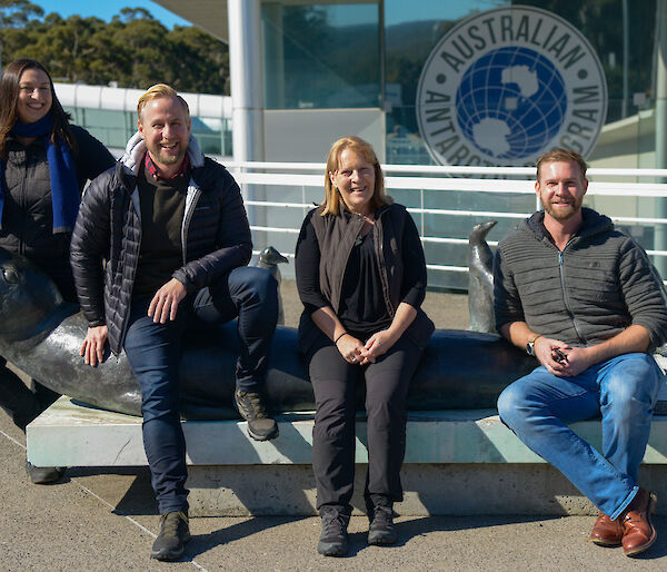 Australian Antarctic Program Station Leaders, Finn Taylor, Matt Willliams, Ali Dean and David Knoff at headquarters in Kingston