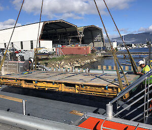 Load testing underway on one of the aluminium barges