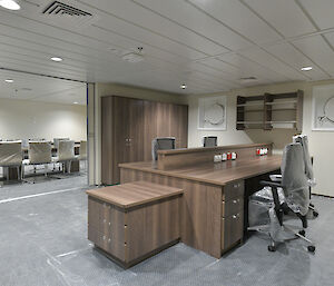 The science office with a timber-style vinyl finish.