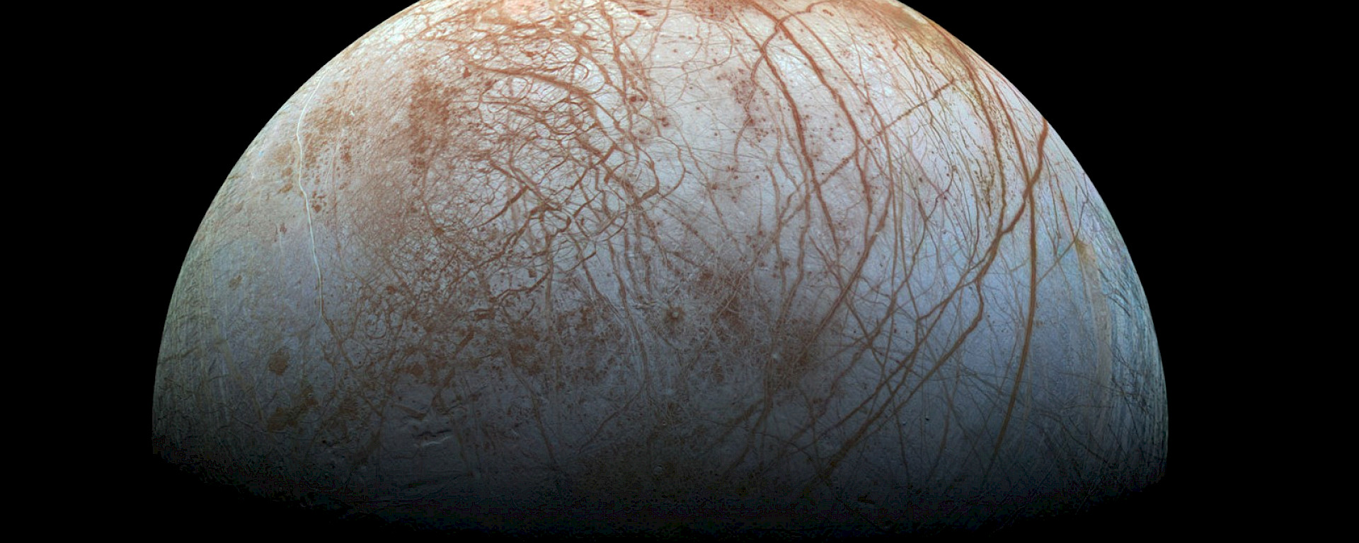 The surface of Europa looms large as seen from Galileo Spacecraft