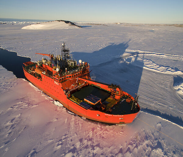 Australia’s icebreaker Aurora Australis in the sea-ice