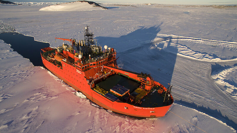 Australia’s icebreaker Aurora Australis in the sea-ice