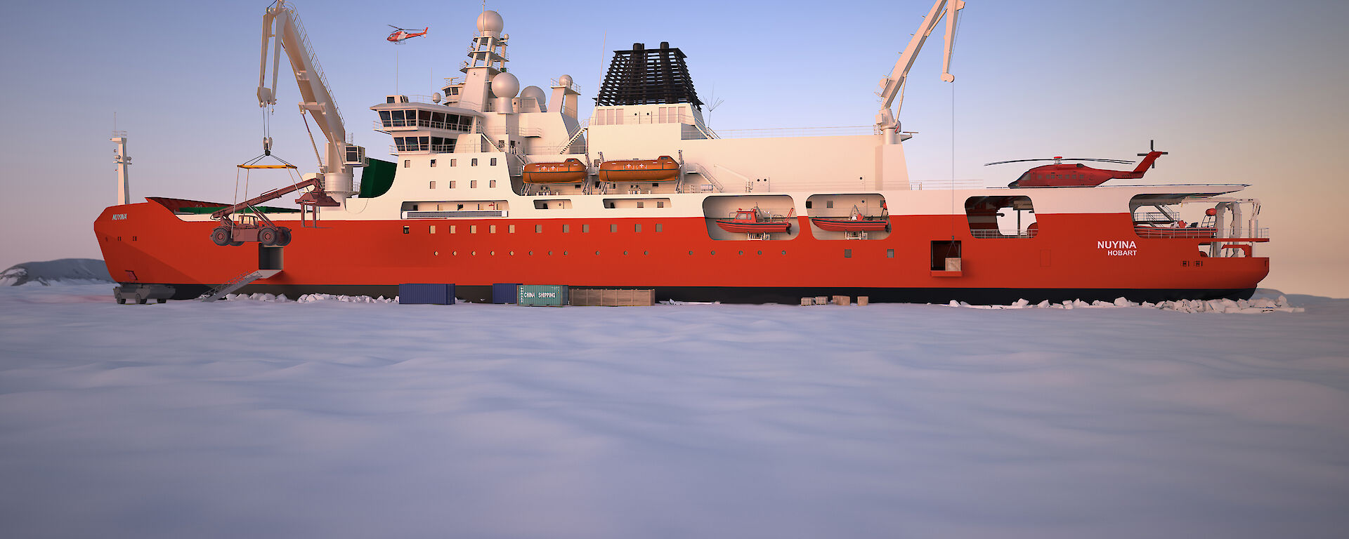 Graphic of RSV Nuyina in pack ice