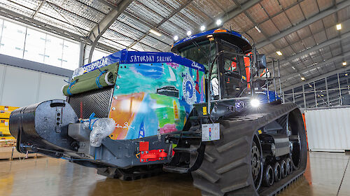 Vibrant artwork on a new Antarctic tractor