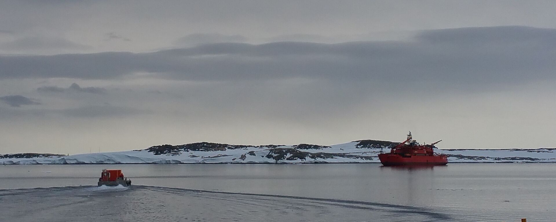 Barge travelling from Casey to Aurora Australis