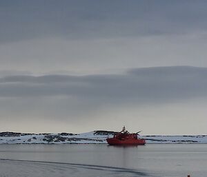 Barge travelling from Casey to Aurora Australis