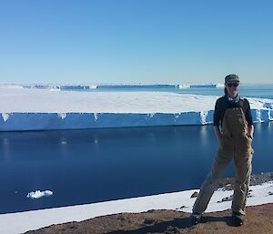 Amy standing in front of Vanderford Glacier
